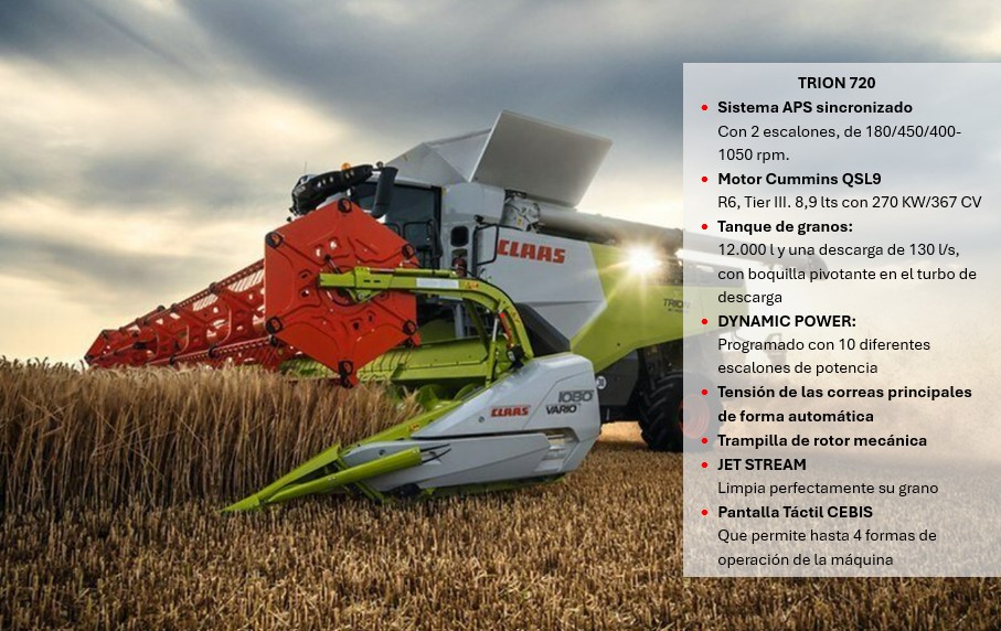 CLAAS Trion 720 - Cosechadora de alto rendimiento para agricultura moderna en Bolivia